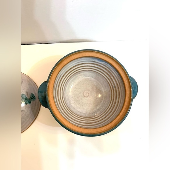 Blue Stoneware Studio Pottery Casserole Bowl Signed by Artist Suzanne Kent - Picture 4 of 9